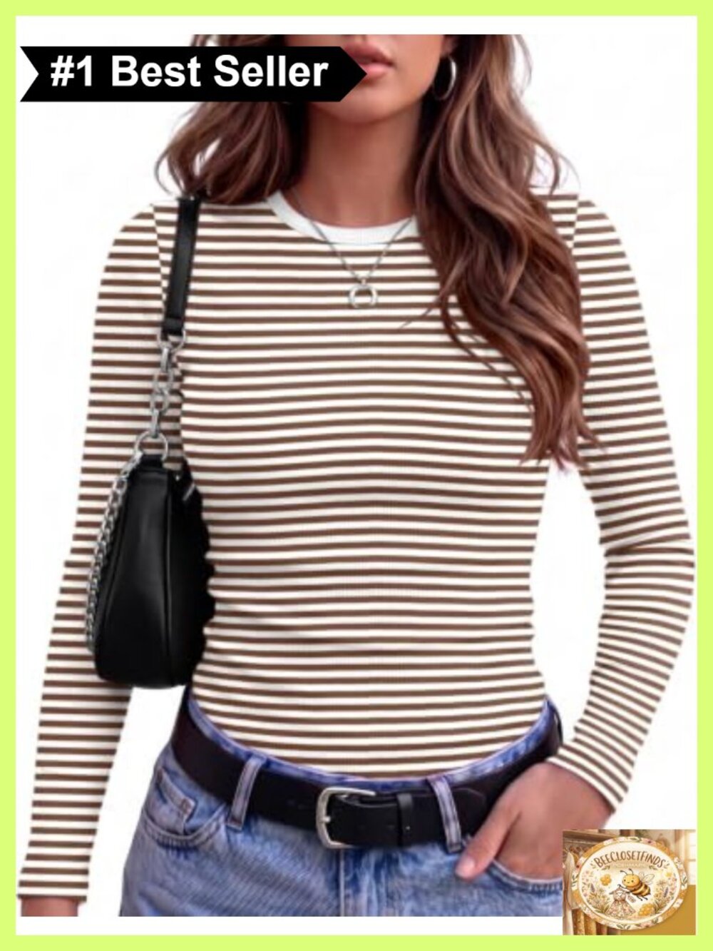 Women Long Sleeve Ribbed Top Crewneck Slim Fit Basic Tee